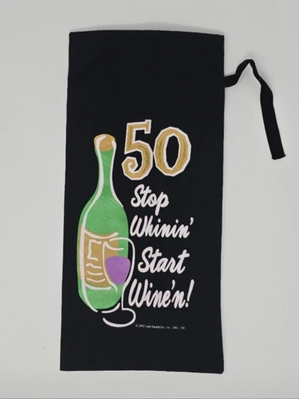 Funny 50th Birthday Black Fabric Wine Bottle Gift Bag Stop Whinin' Start Wine'n